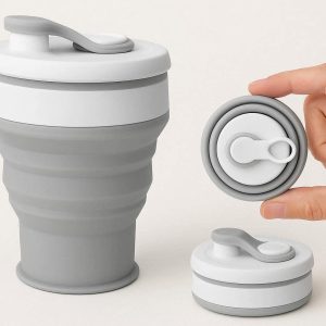 Pocket Size Collapsible Travel Cup Food Grade Silicone Leakproof Water Bottle Lightweight Flexible Mug For Camping Sports Gym