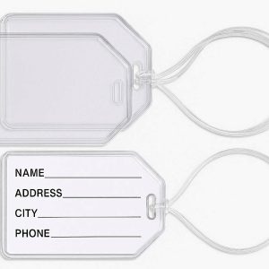 Hard Plastic Luggage Tags Waterproof Travel Baggage Labels Secure Loop Cord Clear Identification Holders For Cruise Ships Flight Suitcases