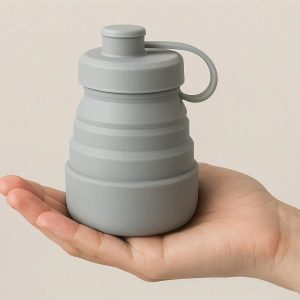 Portable Folding Water Cup Food Grade Silicone Leakproof Travel Bottle Lightweight Reusable Drinkware For Gym Running Cycling