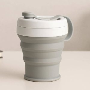Reusable Collapsible Water Cup Leakproof Silicone Travel Mug Portable Lightweight Expandable Drinkware For Office School Outdoor Sports