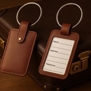 Luxury Travel Luggage Tags Genuine Leather Suitcase Identification Labels Privacy Cover Sturdy Steel Loop Accessories For Business Trips