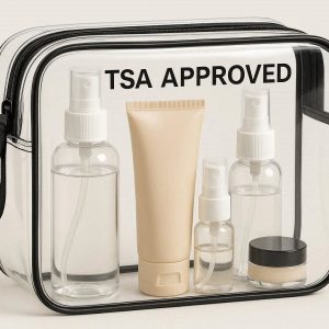 Clear TSA Approved Toiletry Bag Waterproof Cosmetic Makeup Pouch Quartz Size Travel Liquid Carryon Organizer For Airport Airline Flights