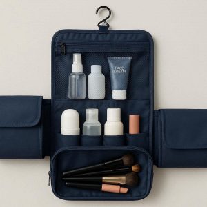 Foldable Travel Toiletry Bag Water Resistant Makeup Organizer Portable Cosmetic Wash Pouch For Business Trip Family Vacation Camping