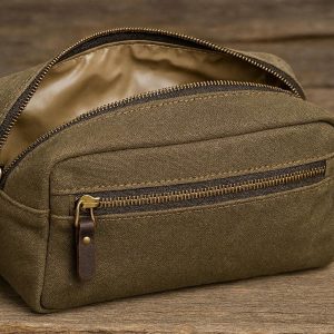 Heavy Duty Canvas Toiletry Bag Waterproof Lining Shaving Dopp Kit Classic Cosmetic Travel Organizer For Men Outdoor Hunting Camping